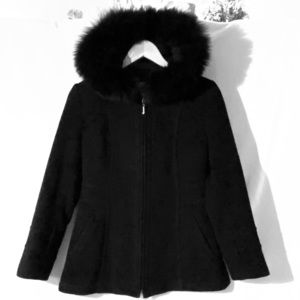 Sachi Wool Blend Coat with Real Fox Fur Hood